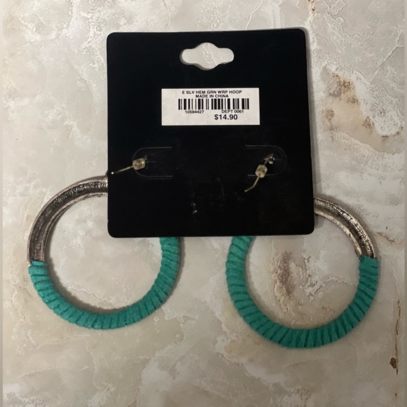 Turquoise hoop earrings - Picture 3 of 3